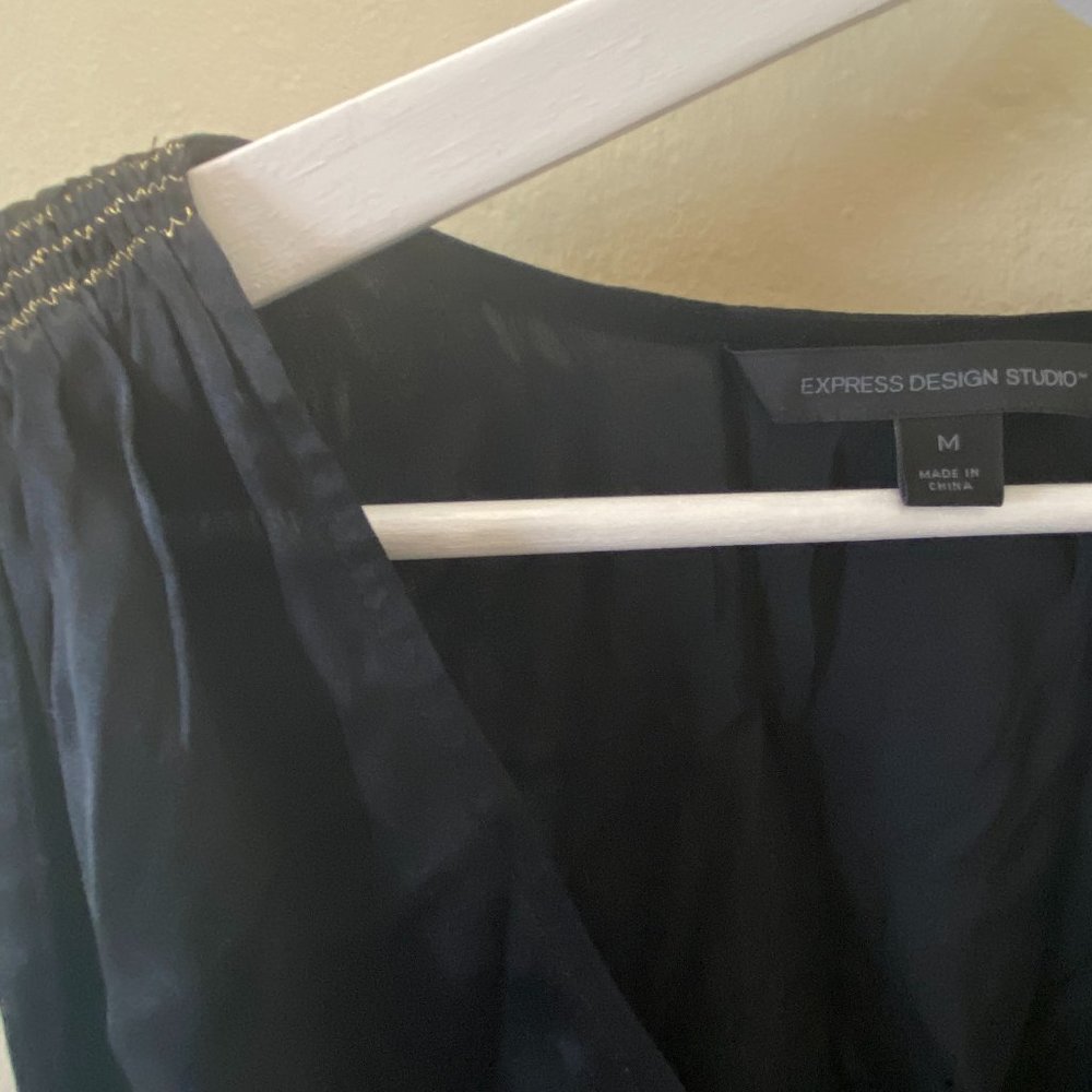 Express Design Studio Black Silk y2k Top size M
